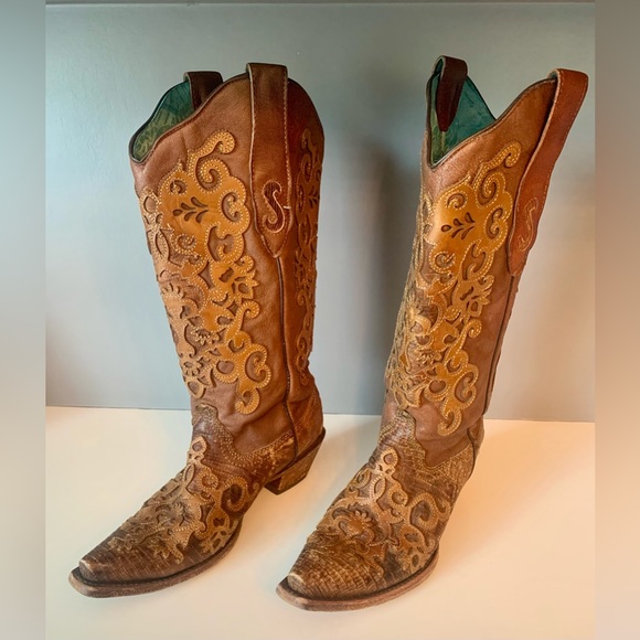 Corral Shoes - Corral Vintage Brown Leather Western Boots- 7